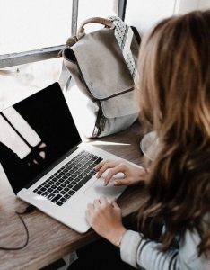 woman on computer